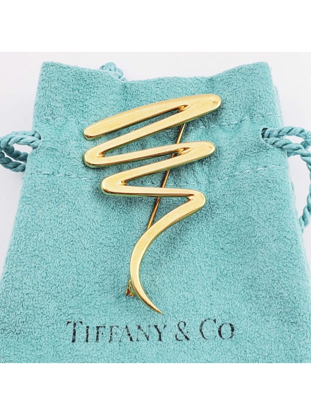 Tiffany & Co Paloma Picasso Scribble Brooch Pin 18k Gold